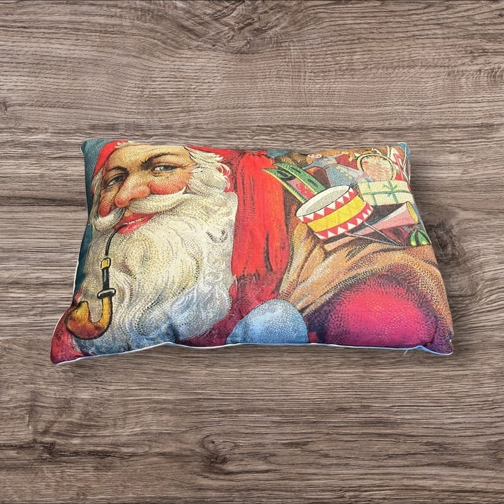 Christmas Santa Pillow Cushion Rectangle Holiday Decor